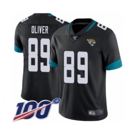 Men's Jacksonville Jaguars 89 Josh Oliver Black Team Color Vapor Untouchable Limited Player 100th Season Football Jersey