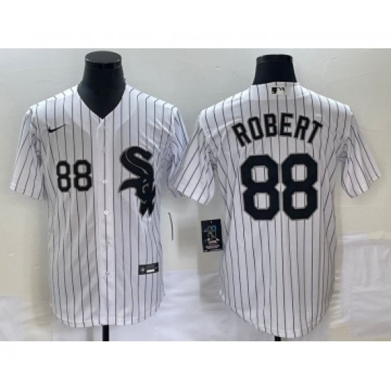 Men's Chicago White Sox 88 Luis Robert White Cool Base Stitched Jersey