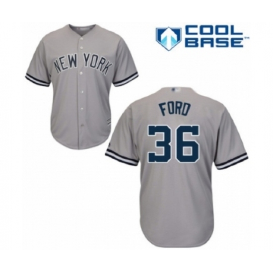 Youth New York Yankees 36 Mike Ford Authentic Grey Road Baseball Player Jersey
