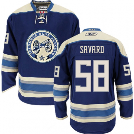 Women's Reebok Columbus Blue Jackets 58 David Savard Premier Navy Blue Third NHL Jersey