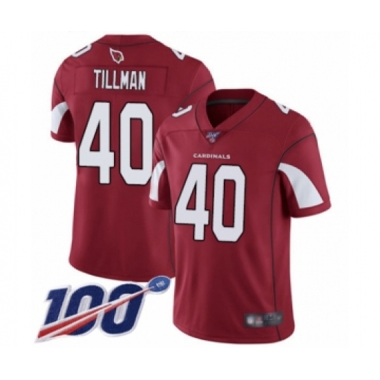 Men's Arizona Cardinals 40 Pat Tillman Red Team Color Vapor Untouchable Limited Player 100th Season Football Jersey
