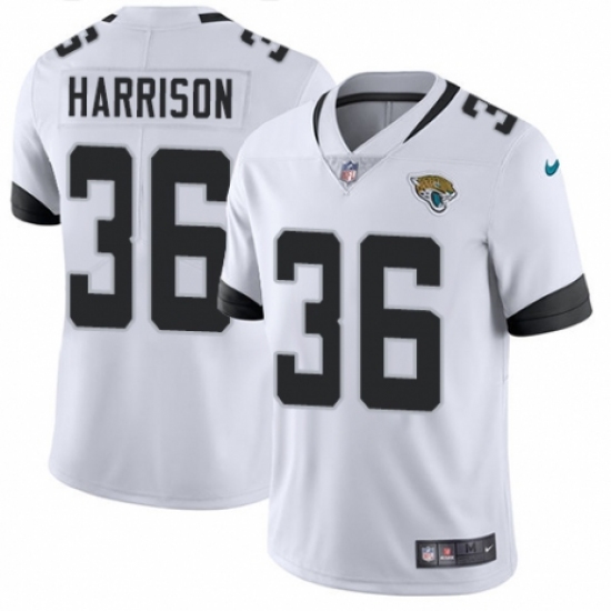 Men's Nike Jacksonville Jaguars 36 Ronnie Harrison White Vapor Untouchable Limited Player NFL Jersey