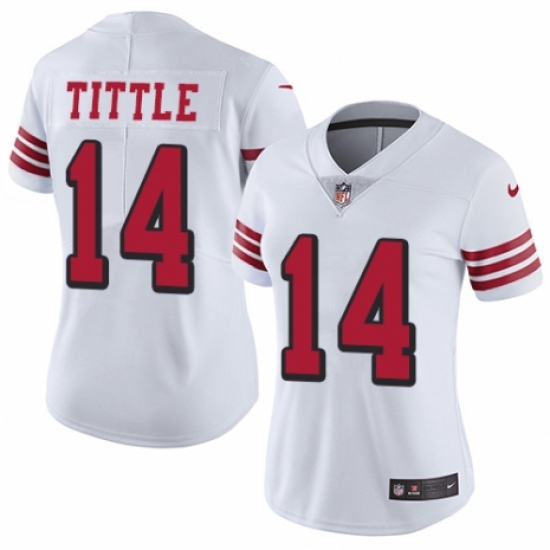 Women's Nike San Francisco 49ers 14 Y.A. Tittle Limited White Rush Vapor Untouchable NFL Jersey