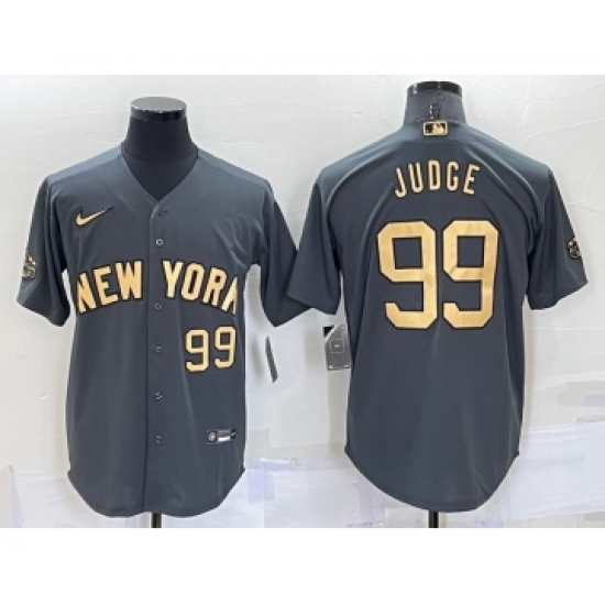 Men's New York Yankees 99 Aaron Judge Number Grey 2022 All Star Stitched Cool Base Nike Jersey
