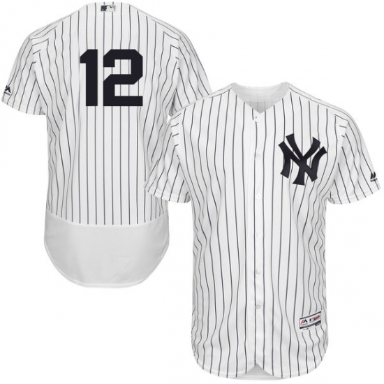 Men's Majestic New York Yankees 12 Wade Boggs White Home Flex Base Authentic Collection MLB Jersey