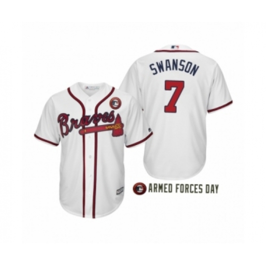 Men's 2019 Armed Forces Day Dansby Swanson 7 Atlanta Braves White Jersey