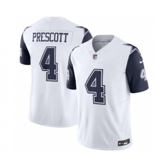 Men's Nike Dallas Cowboys 4 Dak Prescott Thanksgiving White 2023 F.U.S.E. Vapor Limited Stitched Football Jersey