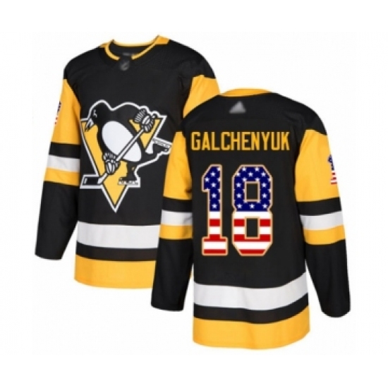 Men's Pittsburgh Penguins 18 Alex Galchenyuk Authentic Black USA Flag Fashion Hockey Jersey