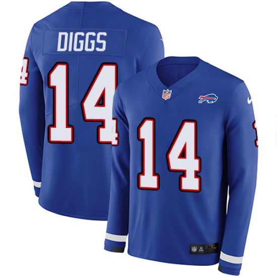 Nike Buffalo Bills 14 Stefon Diggs Royal Blue Team Color Men's Stitched NFL Limited Therma Long Sleeve Jersey