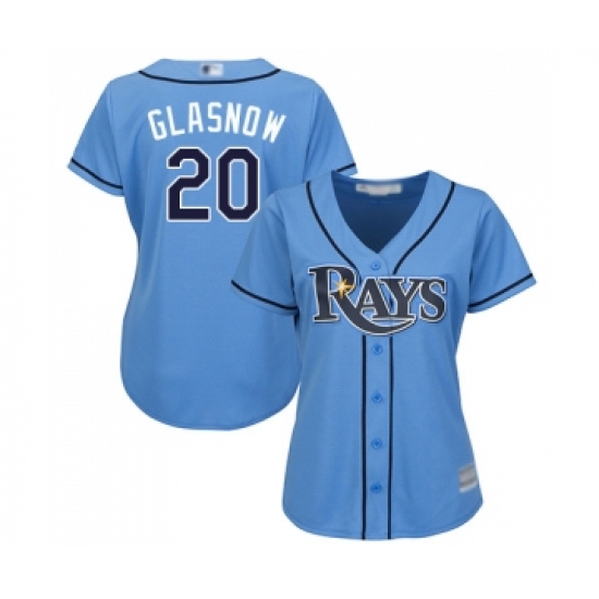Women's Tampa Bay Rays 20 Tyler Glasnow Replica Light Blue Alternate 2 Cool Base Baseball Jersey
