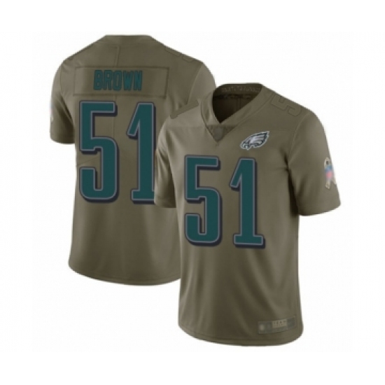 Youth Philadelphia Eagles 51 Zach Brown Limited Olive 2017 Salute to Service Football Jersey