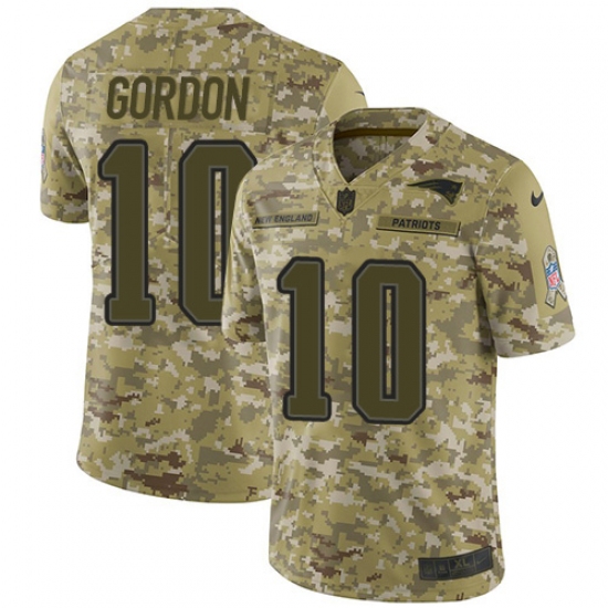 Men's Nike New England Patriots 10 Josh Gordon Limited Camo 2018 Salute to Service NFL Jersey