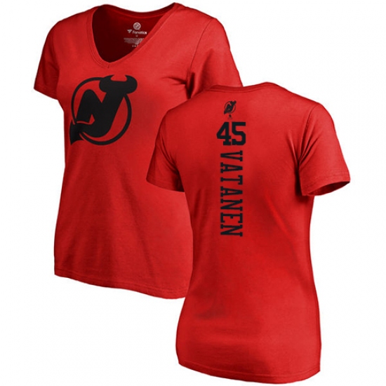 NHL Women's Adidas New Jersey Devils 45 Sami Vatanen Red One Color Backer T-Shirt