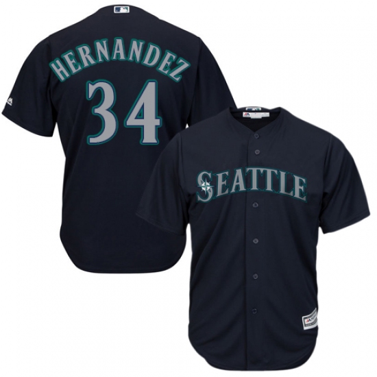Women's Majestic Seattle Mariners 34 Felix Hernandez Authentic Navy Blue Alternate 2 Cool Base MLB Jersey