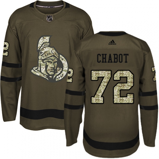 Youth Adidas Ottawa Senators 72 Thomas Chabot Authentic Green Salute to Service NHL Jersey