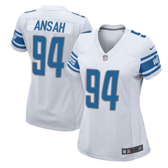 Women's Nike Detroit Lions 94 Ziggy Ansah Game White NFL Jersey