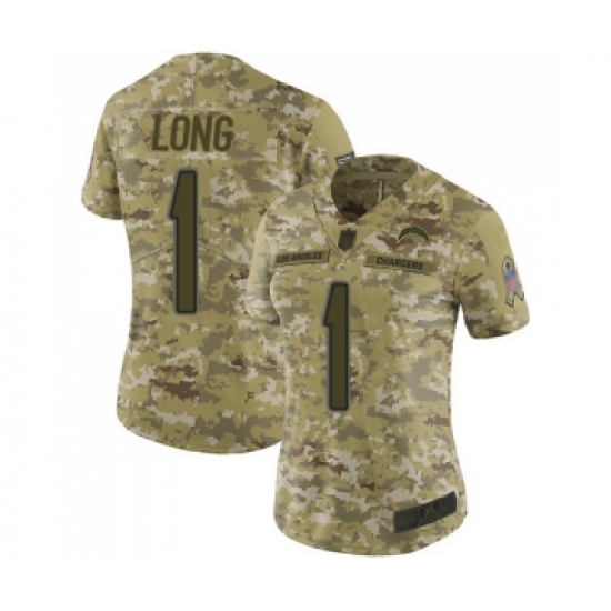 Women's Los Angeles Chargers 1 Ty Long Limited Camo 2018 Salute to Service Football Jersey