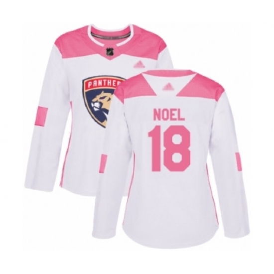 Women's Florida Panthers 18 Serron Noel Authentic White Pink Fashion Hockey Jersey