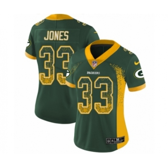 Women's Nike Green Bay Packers 33 Aaron Jones Limited Green Rush Drift Fashion NFL Jersey
