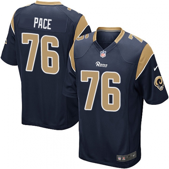Men's Nike Los Angeles Rams 76 Orlando Pace Game Navy Blue Team Color NFL Jersey