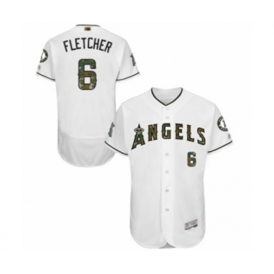Men's Los Angeles Angels of Anaheim 6 David Fletcher Authentic White 2016 Memorial Day Fashion Flex Base Baseball Player Jersey