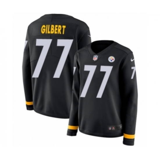 Women's Nike Pittsburgh Steelers 77 Marcus Gilbert Limited Black Therma Long Sleeve NFL Jersey