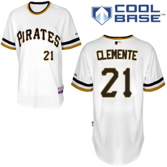 Men's Majestic Pittsburgh Pirates 21 Roberto Clemente Authentic White Alternate 2 Cool Base MLB Jersey