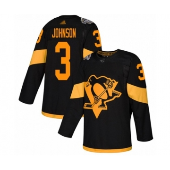 Youth Pittsburgh Penguins 3 Jack Johnson Authentic Black 2019 Stadium Series Hockey Jersey