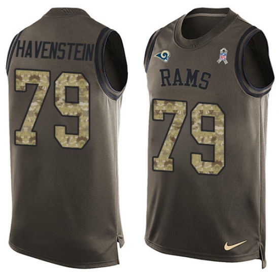 Men's Nike Los Angeles Rams 79 Rob Havenstein Limited Green Salute to Service Tank Top NFL Jersey