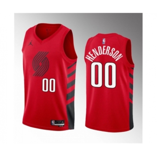 Men's Portland Trail Blazers 00 Scoot Henderson Red 2023 Draft Statement Edition Stitched Basketball Jersey
