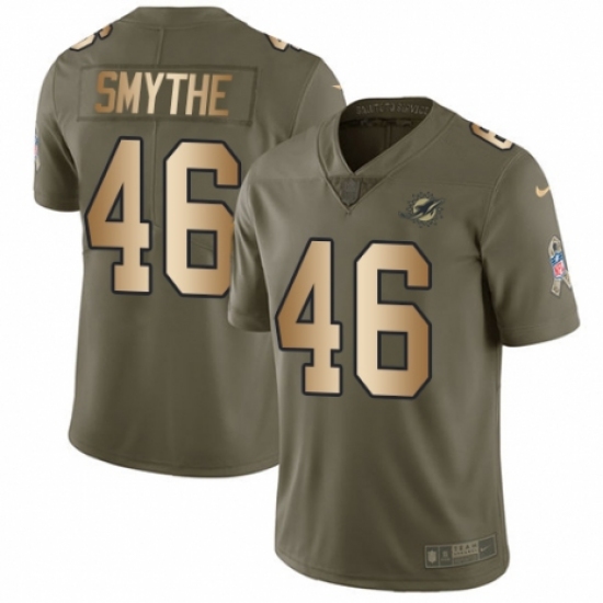 Youth Nike Miami Dolphins 46 Durham Smythe Limited Olive/Gold 2017 Salute to Service NFL Jersey