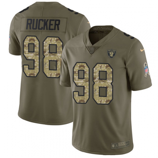 Men's Nike Oakland Raiders 98 Frostee Rucker Limited Olive Camo 2017 Salute to Service NFL Jersey