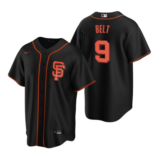 Men's Nike San Francisco Giants 9 Brandon Belt Black Alternate Stitched Baseball Jersey