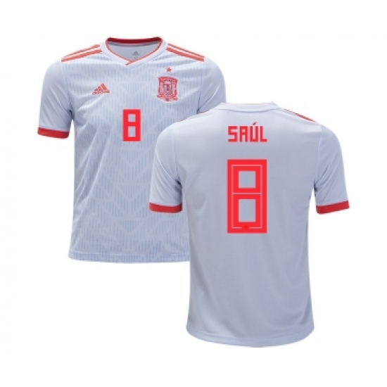 Spain 8 Saul Away Kid Soccer Country Jersey