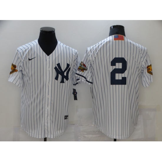 Men's New York Yankees 2 Derek Jeter White Nike Game Throwback Jersey