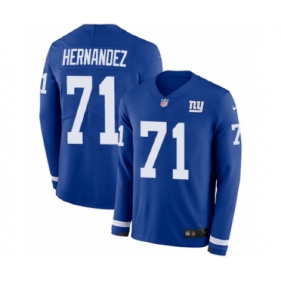 Youth Nike New York Giants 71 Will Hernandez Limited Royal Blue Therma Long Sleeve NFL Jersey