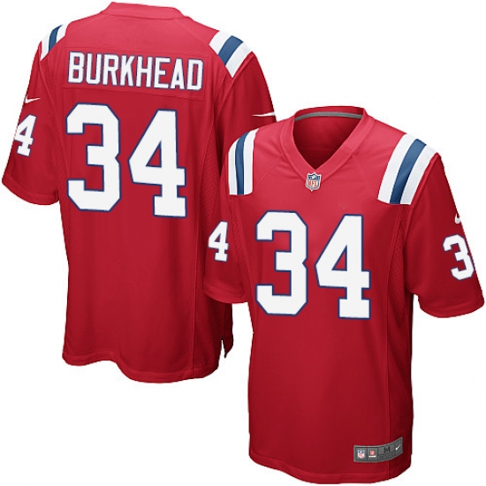 Men's Nike New England Patriots 34 Rex Burkhead Game Red Alternate NFL Jersey