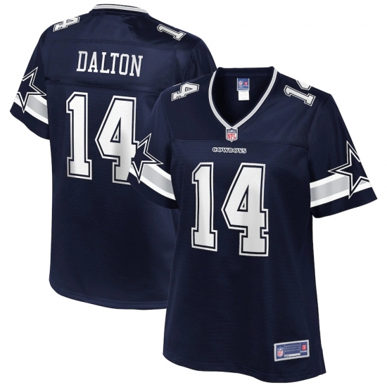 Women's Dallas Cowboys 14 Andy Dalton NFL Pro Line Navy Team Player Jersey.webp
