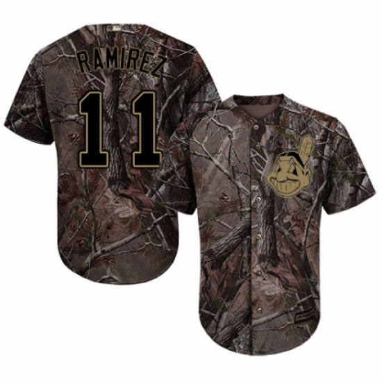 Youth Majestic Cleveland Indians 11 Jose Ramirez Authentic Camo Realtree Collection Flex Base MLB Jersey