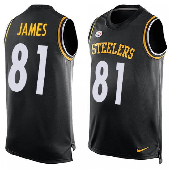 Men's Nike Pittsburgh Steelers 81 Jesse James Limited Black Player Name & Number Tank Top NFL Jersey