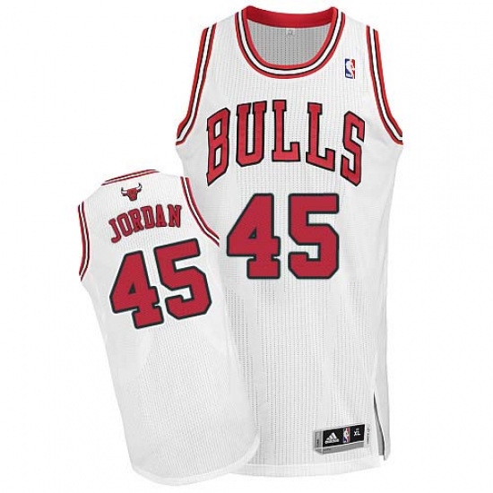 Men's Adidas Chicago Bulls 45 Michael Jordan Authentic White Home NBA Jersey