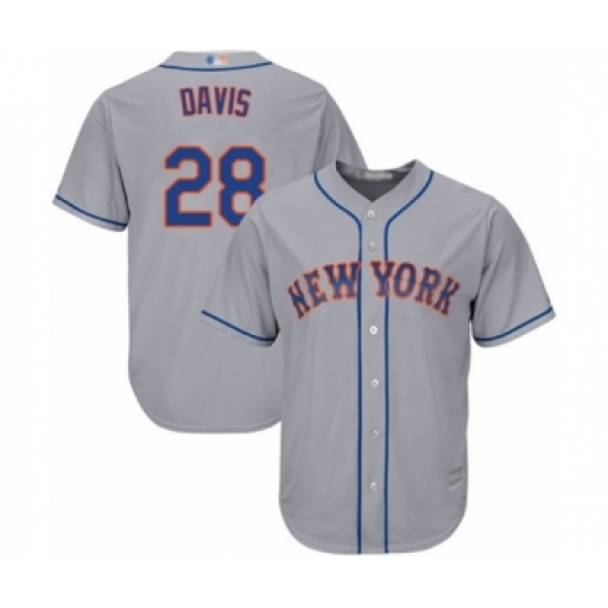 Youth New York Mets 28 J.D. Davis Authentic Grey Road Cool Base Baseball Player Jersey