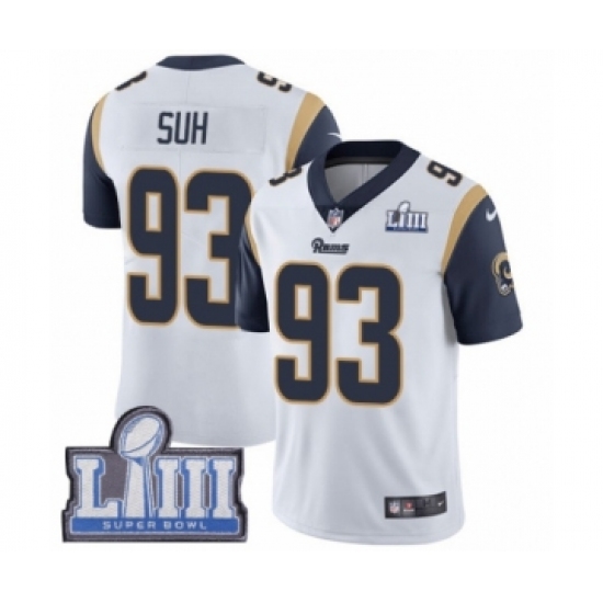 Men's Nike Los Angeles Rams 93 Ndamukong Suh White Vapor Untouchable Limited Player Super Bowl LIII Bound NFL Jersey