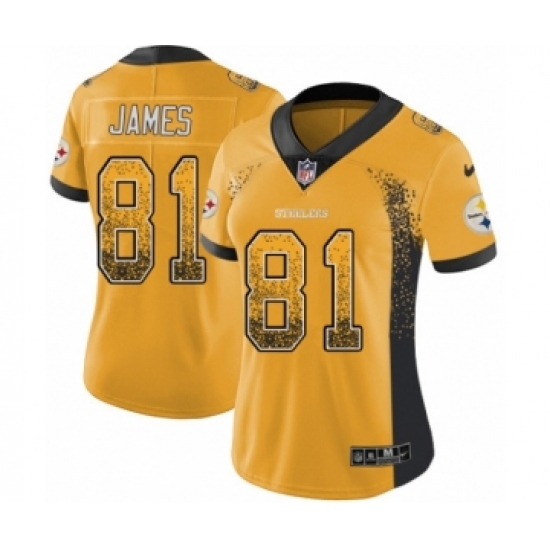 Women's Nike Pittsburgh Steelers 81 Jesse James Limited Gold Rush Drift Fashion NFL Jersey