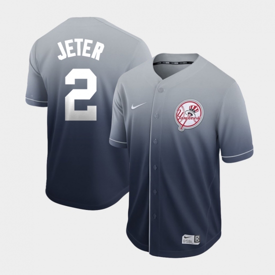 Men's Nike New York Yankees 2 Derek Jeter Nike Grey Fade Jersey