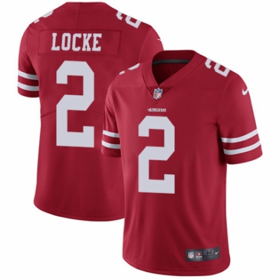 Youth Nike San Francisco 49ers 2 Jeff Locke Red Team Color Vapor Untouchable Elite Player NFL Jersey