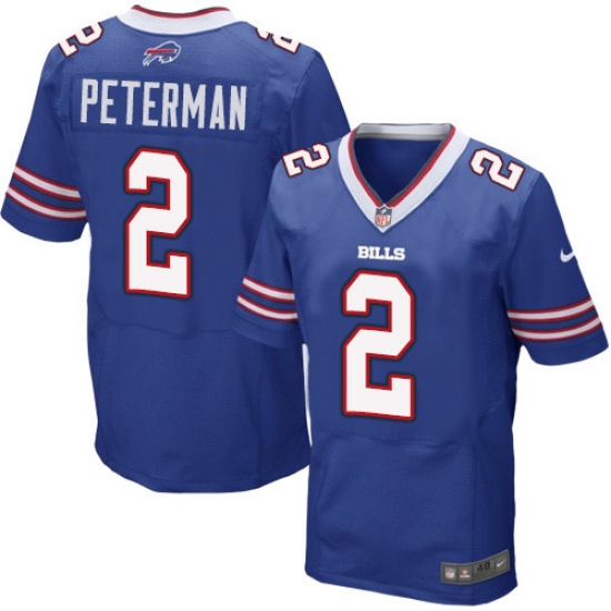 Men's Nike Buffalo Bills 2 Nathan Peterman Elite Royal Blue Team Color NFL Jersey