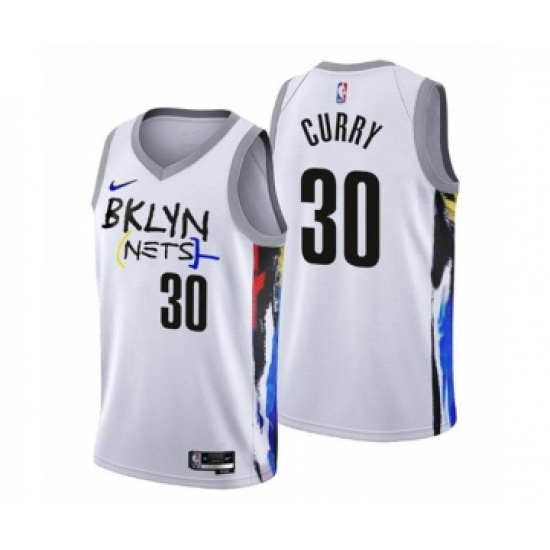 Men's Brooklyn Nets 30 Seth Curry 2022-23 White City Edition Stitched Basketball Jersey