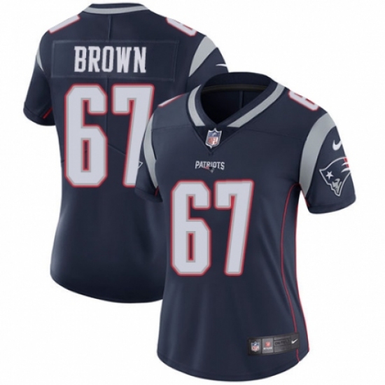 Women's Nike New England Patriots 67 Trent Brown Navy Blue Team Color Vapor Untouchable Limited Player NFL Jersey