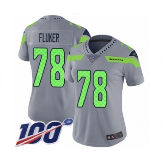 Women's Seattle Seahawks 78 D.J. Fluker Limited Silver Inverted Legend 100th Season Football Jersey